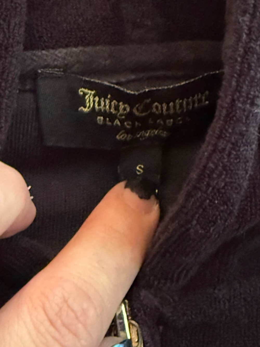 Last Chance! Juicy Couture Black Label Black Terrycloth Hoodie Size Small - Picture 6 of 7